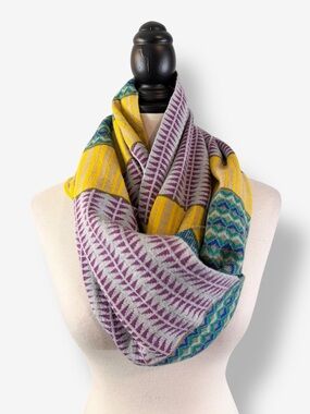 Echo Infinity Circle Scarf 12”x33” Purple Yellow Teal Multicolor Spring Boho